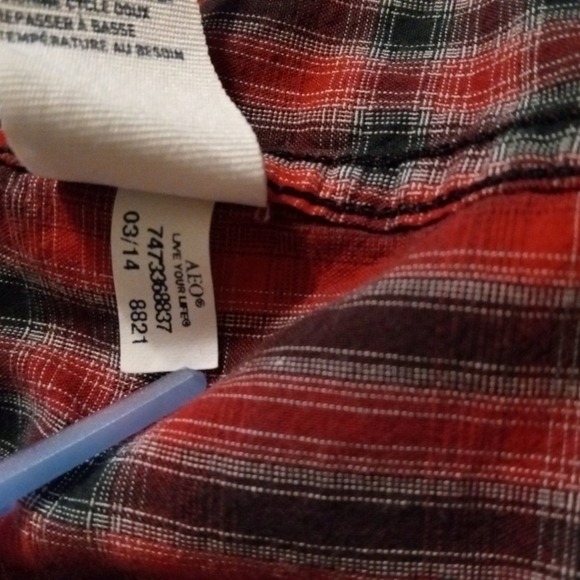 Snap Button Up American Eagle Slim Fit Plaid Lightweight Pockets Western  XL - Picture 12 of 13